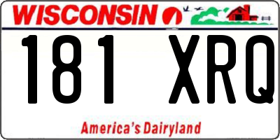 WI license plate 181XRQ