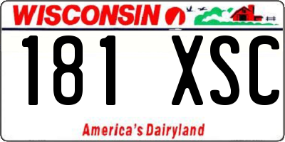 WI license plate 181XSC