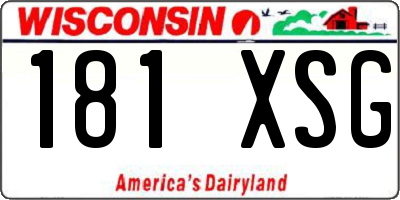 WI license plate 181XSG