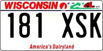 WI license plate 181XSK