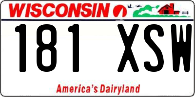 WI license plate 181XSW