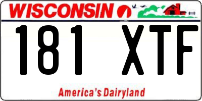 WI license plate 181XTF
