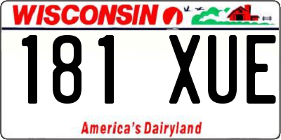 WI license plate 181XUE