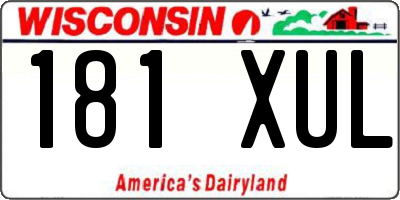 WI license plate 181XUL