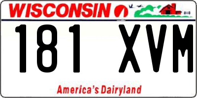 WI license plate 181XVM