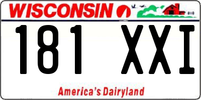 WI license plate 181XXI