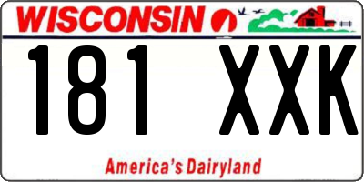 WI license plate 181XXK