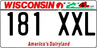 WI license plate 181XXL