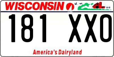 WI license plate 181XXO