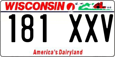 WI license plate 181XXV