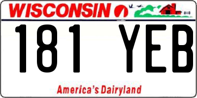 WI license plate 181YEB