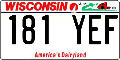 WI license plate 181YEF