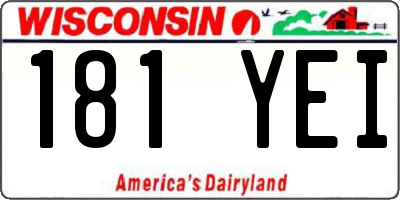 WI license plate 181YEI