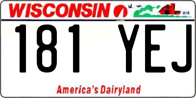 WI license plate 181YEJ