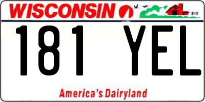 WI license plate 181YEL