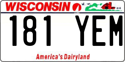 WI license plate 181YEM