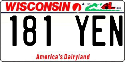 WI license plate 181YEN