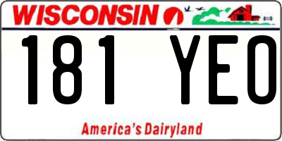 WI license plate 181YEO