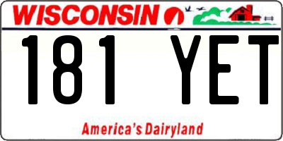 WI license plate 181YET