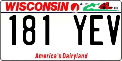 WI license plate 181YEV