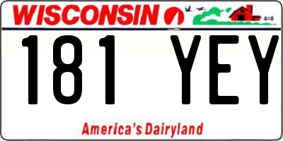 WI license plate 181YEY