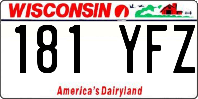 WI license plate 181YFZ