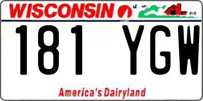 WI license plate 181YGW