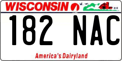 WI license plate 182NAC