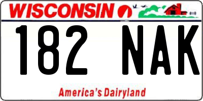 WI license plate 182NAK
