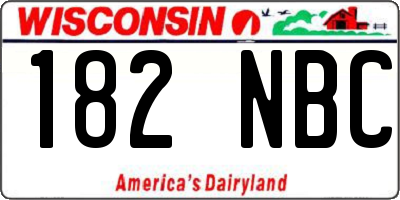 WI license plate 182NBC