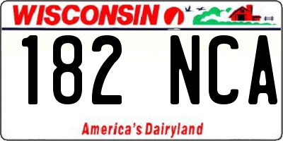 WI license plate 182NCA