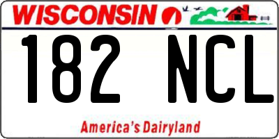 WI license plate 182NCL