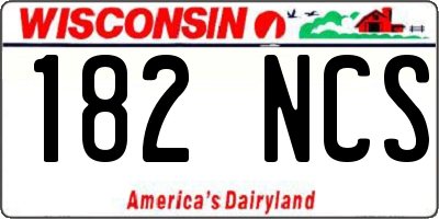 WI license plate 182NCS