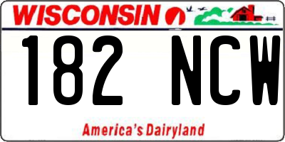 WI license plate 182NCW