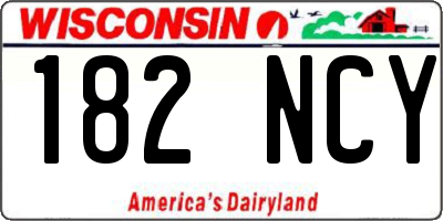 WI license plate 182NCY