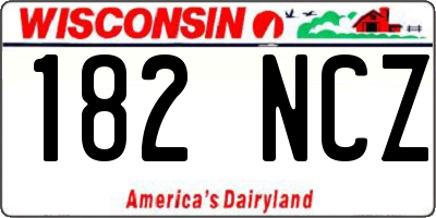WI license plate 182NCZ