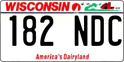 WI license plate 182NDC