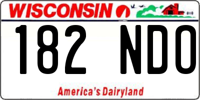 WI license plate 182NDO
