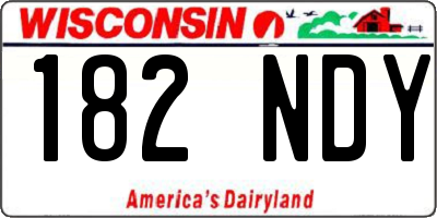 WI license plate 182NDY