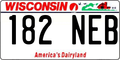 WI license plate 182NEB