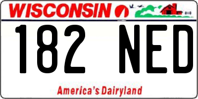 WI license plate 182NED