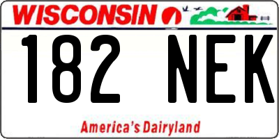 WI license plate 182NEK