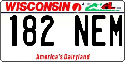 WI license plate 182NEM
