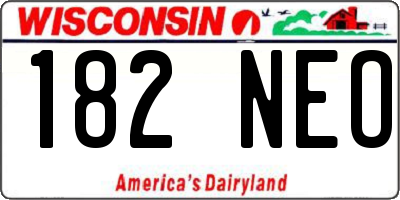 WI license plate 182NEO