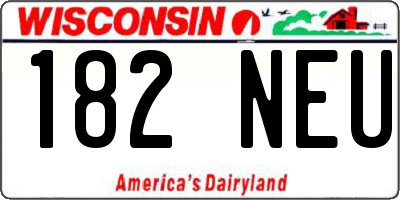 WI license plate 182NEU