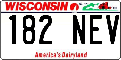 WI license plate 182NEV
