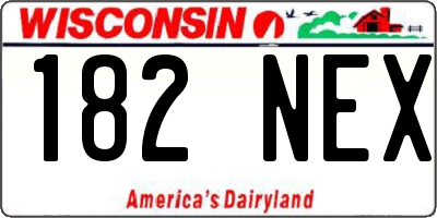 WI license plate 182NEX