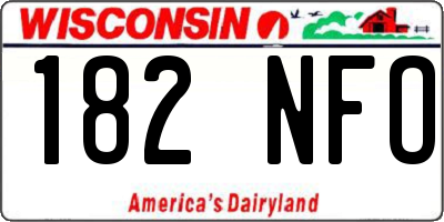 WI license plate 182NFO