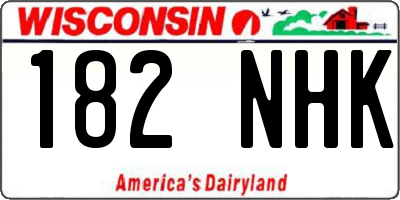 WI license plate 182NHK