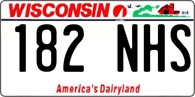 WI license plate 182NHS